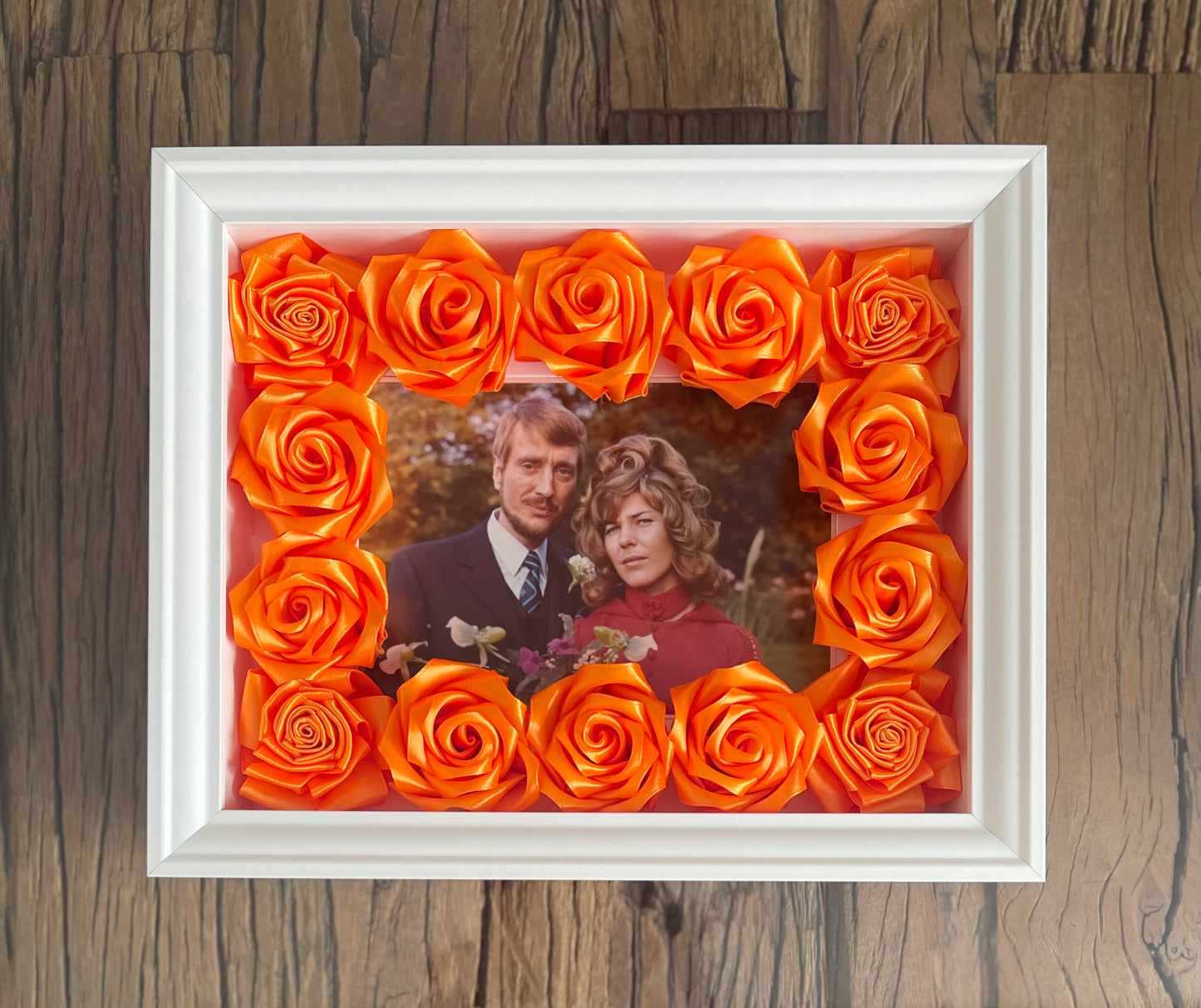 Enchanting Rose with Ferrero Rocher (Surprise Photo Frame-White)