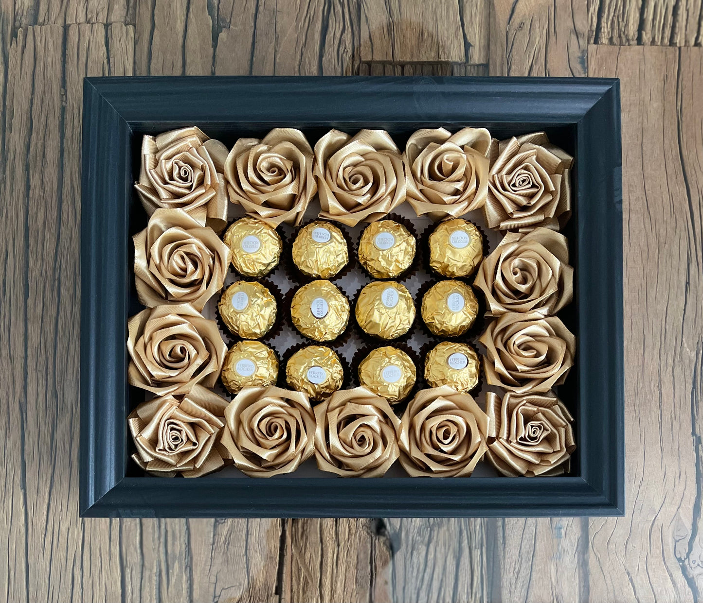 Enchanting Rose with Ferrero Rocher (Surprise Photo Frame-Black)