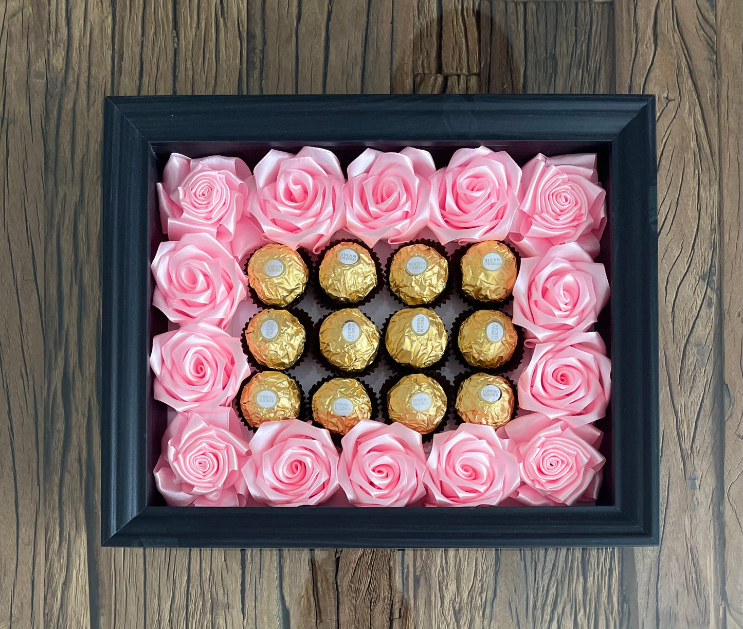 Enchanting Rose with Ferrero Rocher (Surprise Photo Frame-Black)