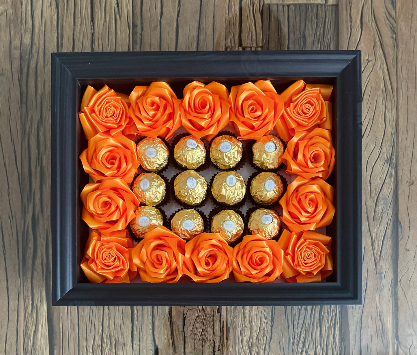 Enchanting Rose with Ferrero Rocher (Surprise Photo Frame-Black)