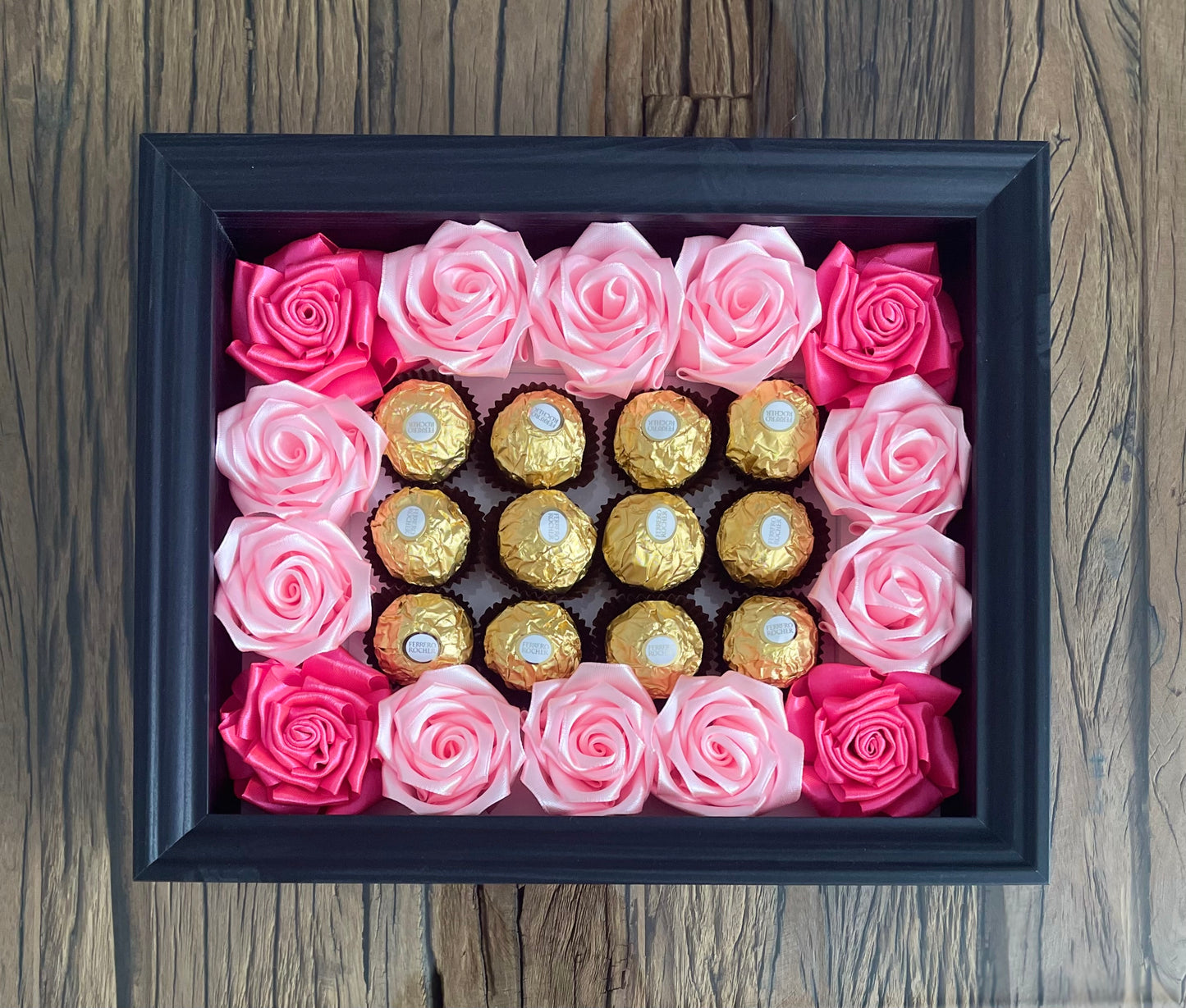 Enchanting Rose with Ferrero Rocher (Surprise Photo Frame-Black)