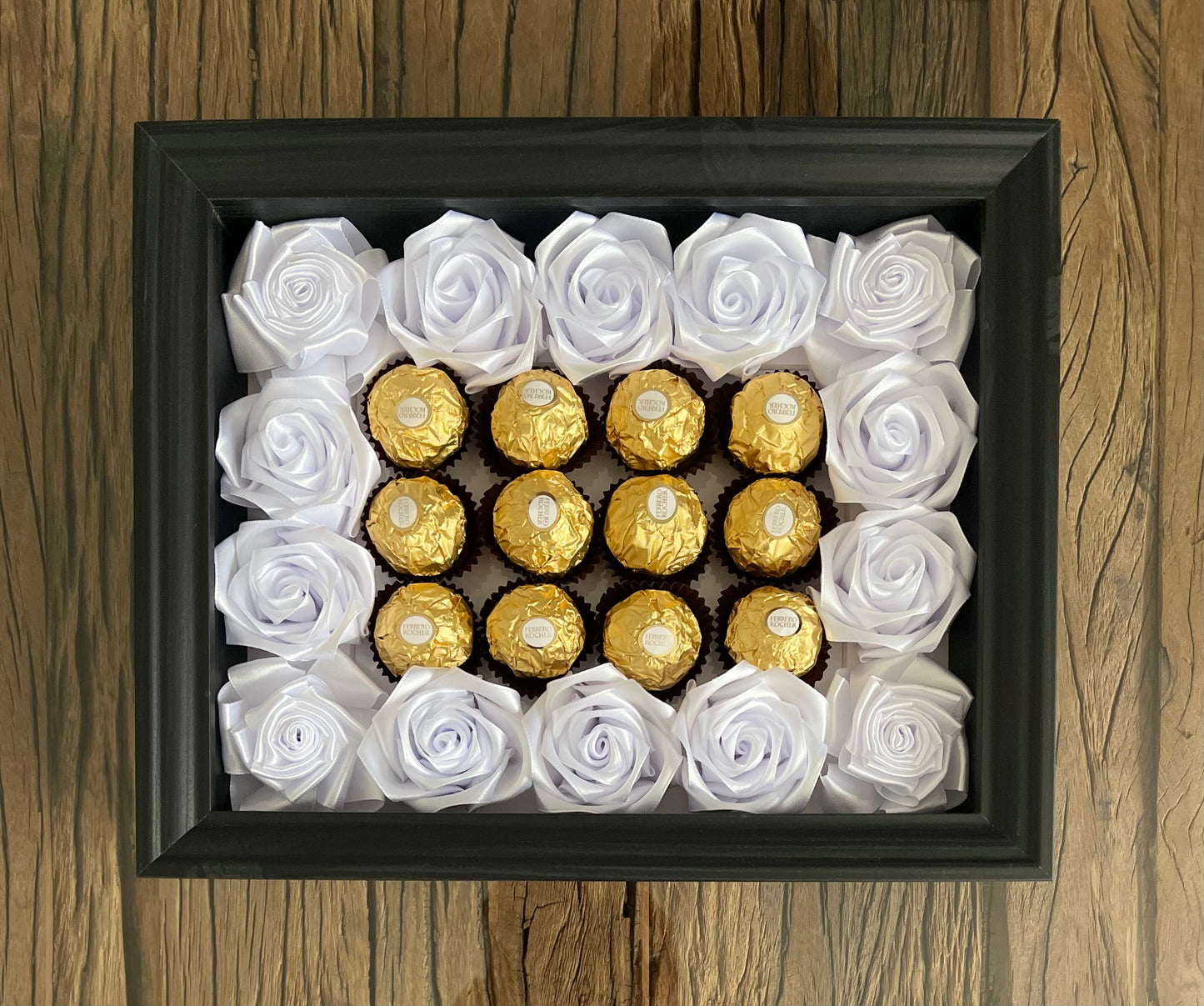 Enchanting Rose with Ferrero Rocher (Surprise Photo Frame-Black)