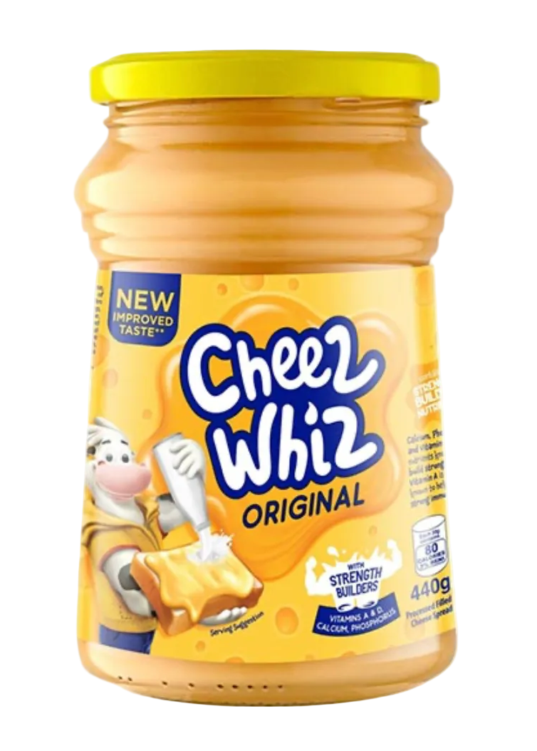 Jar of Cheez Whiz Original on a white background 440g