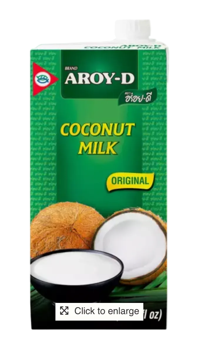 coconut milk Aroy D 1L in carton pack with white background