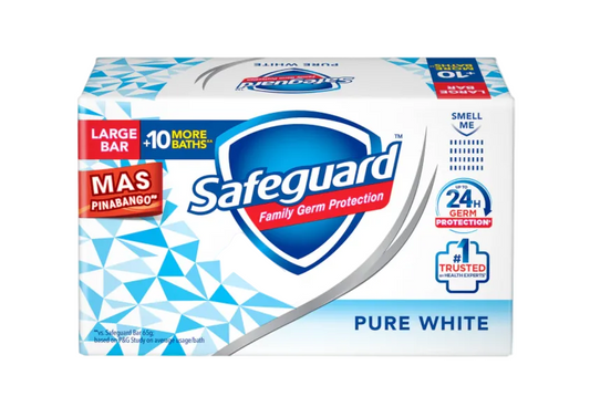 Safeguard Pure White 115g soap bar packaging on a white background